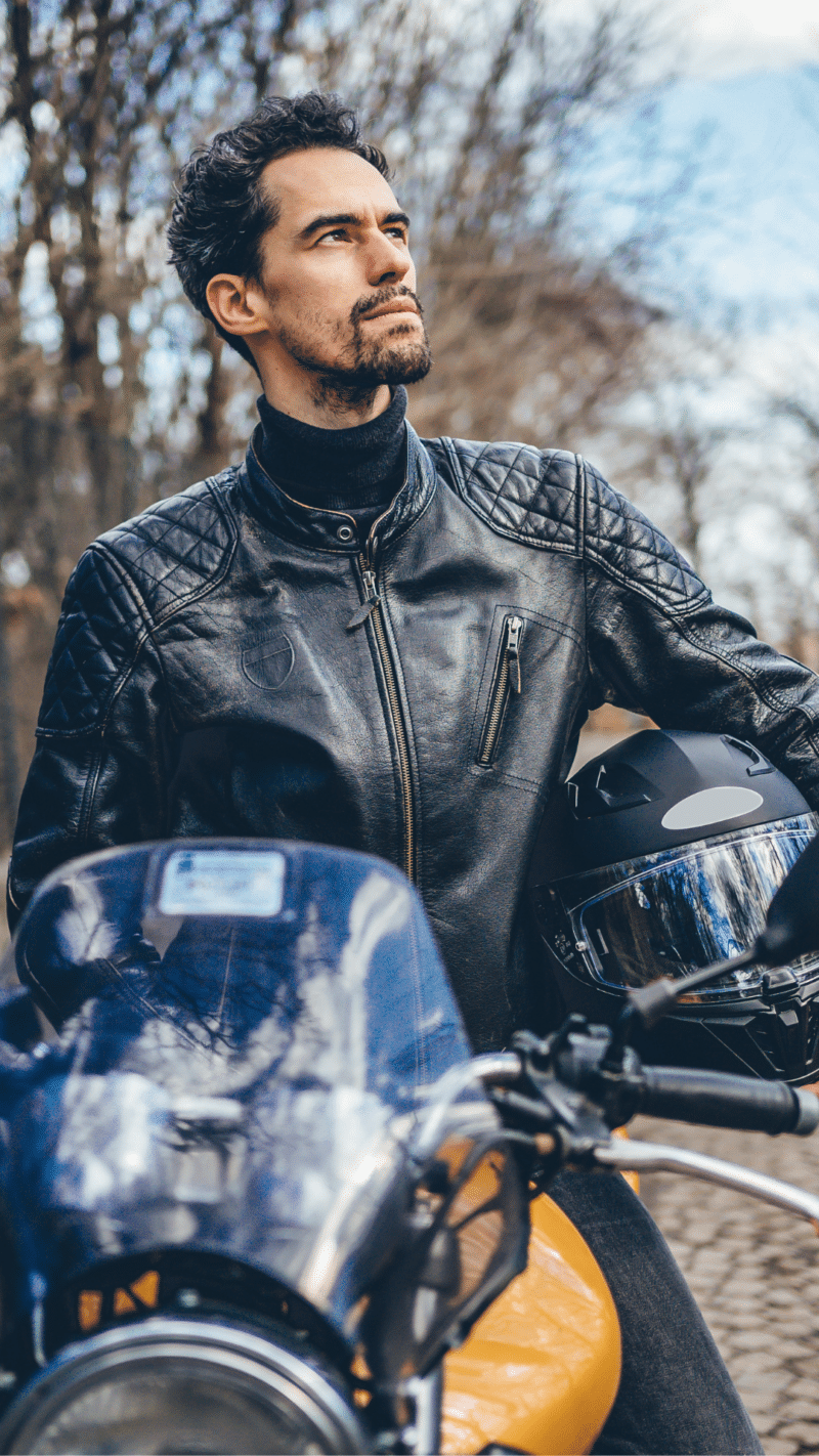jaqueta de couro para motociclistas