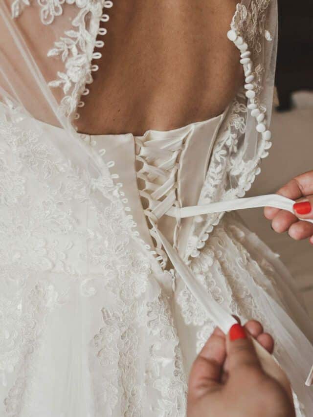 Trançado em vestido de noiva treliça