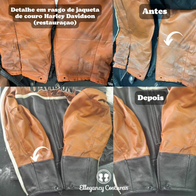 restauracao em mangas de jaqueta de couro harley davidson em sp e1671028187193