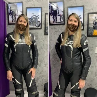 Macacão de motociclista para mulheres que pilotam